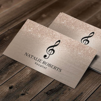Rose Gold Glitzer Music Vocalist Songwriter Visitenkarte