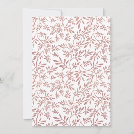 Rose Gold Glitzer Muster der Blätter trendige Hoch Einladung (Rückseite)