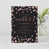 Rose Gold Glitzer Muttertag Brunch Black Einladung (Stehend Vorderseite)