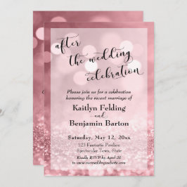 Rose Gold Glitzer nach der Hochzeit Einladung