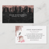 Rose Gold Glitzer Nageltechniker Visitenkarte (Vorne/Hinten)