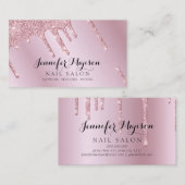 Rose Gold Glitzer Nail Polnische Tropfen Moderner  Visitenkarte (Vorne/Hinten)