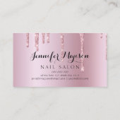 Rose Gold Glitzer Nail Polnische Tropfen Moderner  Visitenkarte (Rückseite)