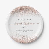 Rose Gold Glitzer Name 16 . Geburtstag Party Pappteller (Vorderseite)