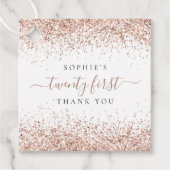 Rose Gold Glitzer Name 21. Vielen Dank Geschenkanhänger (Vorderseite)
