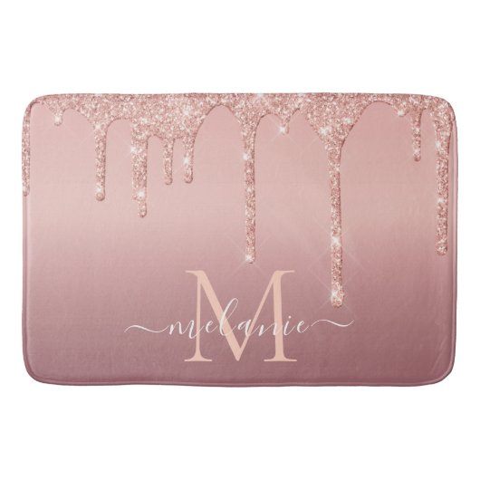 Rose Gold Glitzer Name Bath Mat Badematte (Vorderseite)