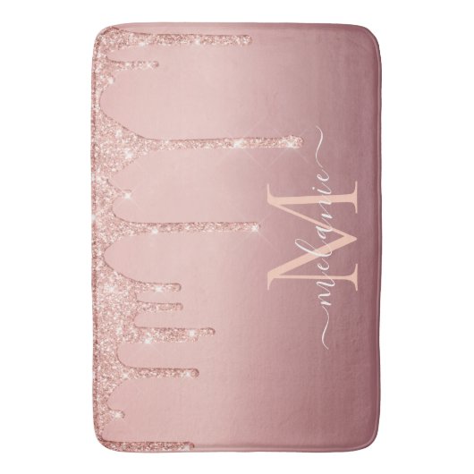 Rose Gold Glitzer Name Bath Mat Badematte (Vorderseite Vertikal)