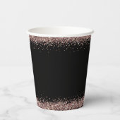 Rose Gold Glitzer Name Brautparty Schwarz Pappbecher (Rückseite)