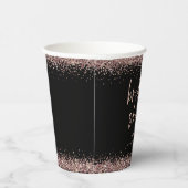 Rose Gold Glitzer Name Brautparty Schwarz Pappbecher (Rechts)