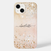 Rose Gold Glitzer Name Case-Mate iPhone Hülle (Rückseite)