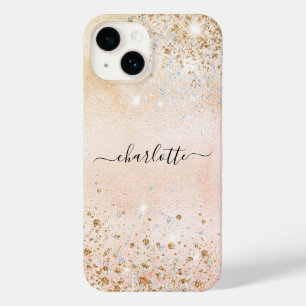 Rose Gold Glitzer Name Case-Mate iPhone 14 Hülle