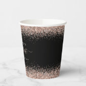 Rose Gold Glitzer Name Datum 21. Party Schwarz Pappbecher (Links)