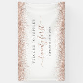 Rose Gold Glitzer Name Datum Begrüßung 21 Banner (Vertikal)