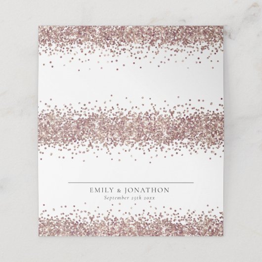 Rose Gold Glitzer Name Datum Hochzeit Platzkarte (Außenseite Aufgefaltet)