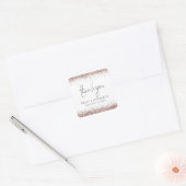 Rose Gold Glitzer Name Datum Hochzeit Vielen Dank Quadratischer Aufkleber (Umschlag)