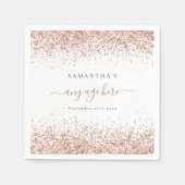 Rose Gold Glitzer Name Datum jedes Alters Geburtst Serviette (Vorderseite)