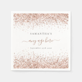 Rose Gold Glitzer Name Datum jedes Alters Geburtst Serviette