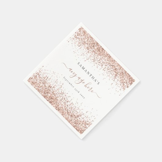 Rose Gold Glitzer Name Datum jedes Alters Geburtst Serviette (Ecke)