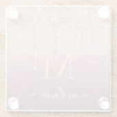 Rose Gold Glitzer Name des Buchstaben Glass Unters Glasuntersetzer (Rückseite)
