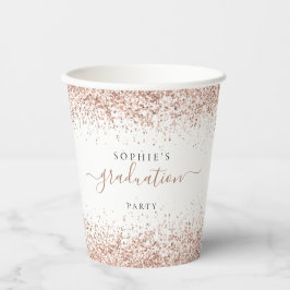 Rose Gold Glitzer Name Graduation Party Pappbecher