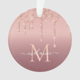 Rose Gold Glitzer Name Letter Christmas Ornament