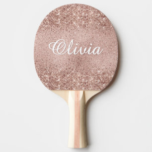 Rose Gold Glitzer Name Tischtennis Schläger