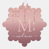 Rose Gold Glitzer Name Weihnachtsschmuckkarte Ornament Karte (Vorderseite)