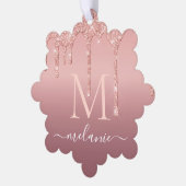 Rose Gold Glitzer Name Weihnachtsschmuckkarte Ornament Karte (Linke Ecke)