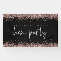 Rose Gold Glitzer Name Willkommen beim Hen Party B