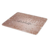Rose Gold Glitzer Namensskript Schneidebrett (Ecke)