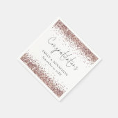Rose Gold Glitzer Names Glückwünsche Hochzeit Serviette (Ecke)