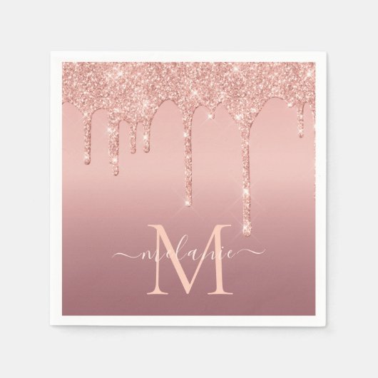 Rose Gold Glitzer Napkins mit einem benutzerdefini Serviette (Vorderseite)