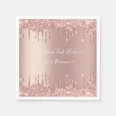 Rose Gold Glitzer Napkins Personalisierter benutze Serviette (Vorderseite)