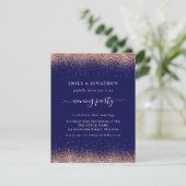 Rose Gold Glitzer Navy Abend Party Hochzeit Einladung (Stehend Vorderseite)
