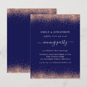 Rose Gold Glitzer Navy Abend Party Hochzeit Einladung