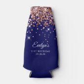 Rose Gold Glitzer Navy Blue 21. Geburtstag Flaschenkühler (Vorderseite)