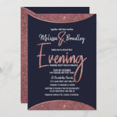 Rose Gold Glitzer Navy Blue Circle Abend Einladung (Vorne/Hinten)