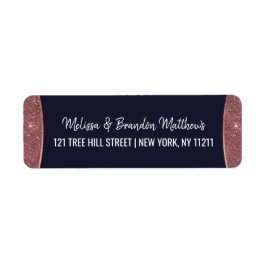 Rose Gold Glitzer Navy Blue Circle Address