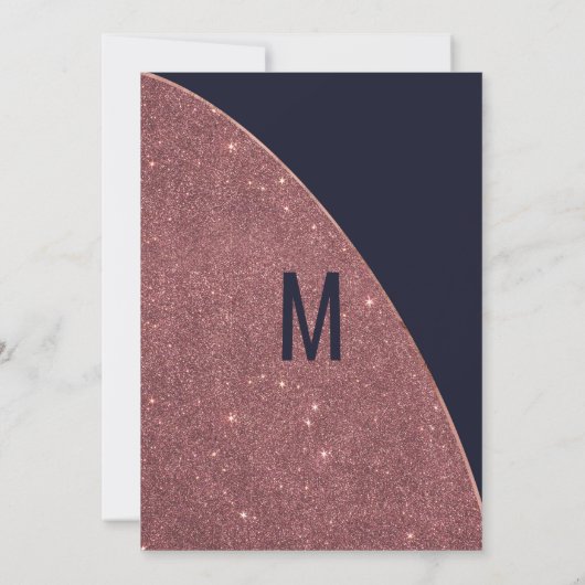 Rose Gold Glitzer Navy Blue Circle Bridesmaid Einladung (Rückseite)