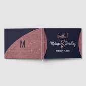 Rose Gold Glitzer Navy Blue Circle Gästebuch (Voll)
