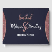 Rose Gold Glitzer Navy Blue Circle Gästebuch (Vorderseite)