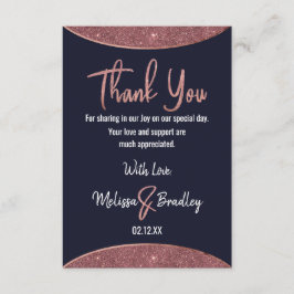 Rose Gold Glitzer Navy Blue Circle Vielen Dank Dankeskarte