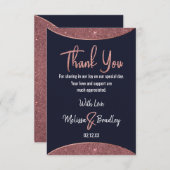 Rose Gold Glitzer Navy Blue Circle Vielen Dank Dankeskarte (Vorne/Hinten)