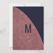 Rose Gold Glitzer Navy Blue Circular Wedding Einladung (Rückseite)