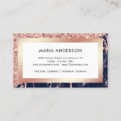 Rose Gold Glitzer Navy Blue Marmor Makeup Artist Visitenkarte (Rückseite)