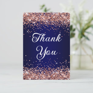 Rose Gold Glitzer Navy Blue Ombre 40. Geburtstag Dankeskarte