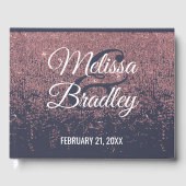 Rose Gold Glitzer Navy Blue Wedding Gästebuch (Vorderseite)