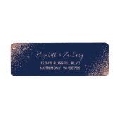 Rose Gold Glitzer Navy Blue Wedding Rücksendeadres (Vorne)