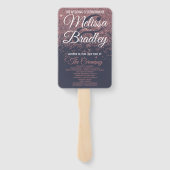 Rose Gold Glitzer Navy Blue Weddingprogramme Fächer (Rückseite)