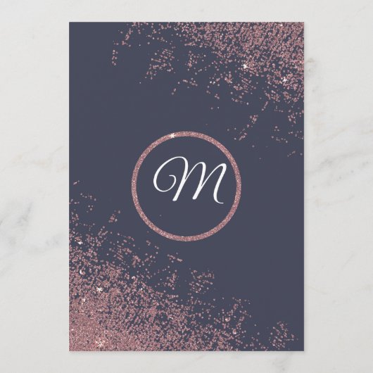 Rose Gold Glitzer Navy Blue Weddingprogramme Programm (Rückseite)